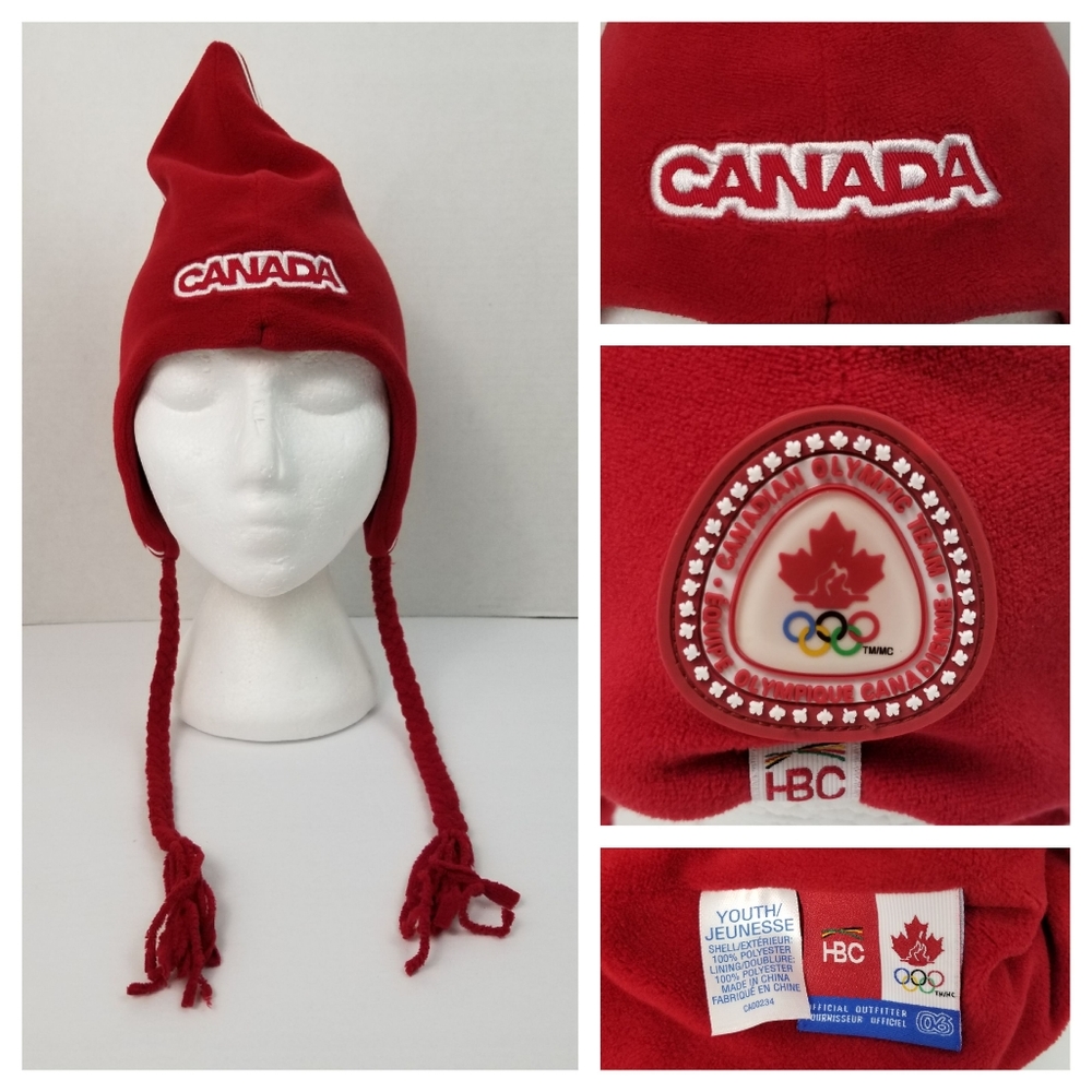 HBC Canada Olympic Youth Red Fleece Winter Braided